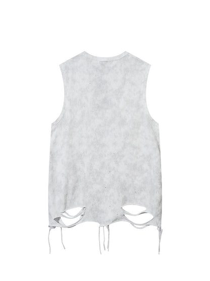 Street Chain Waistcoat Ripped Vest