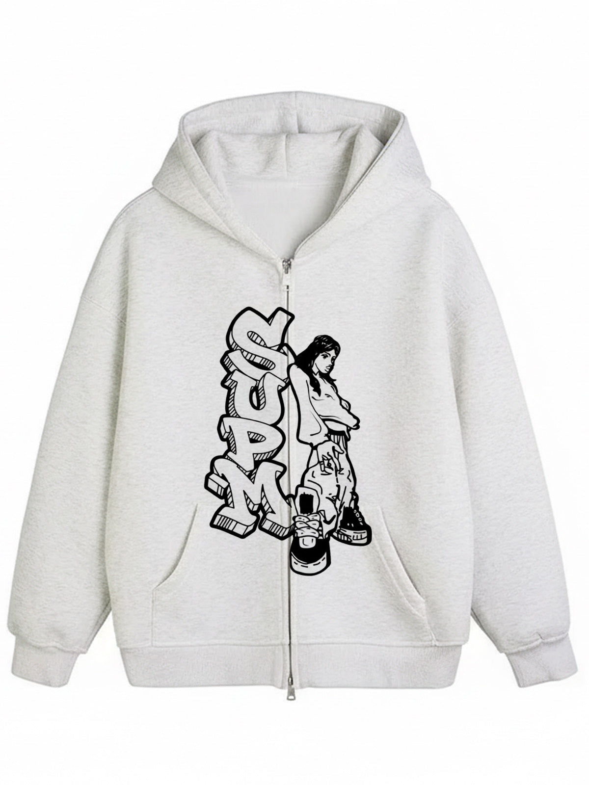 Thesupermade Double Zipper Cardigan Sweater European and American Street Girl Theme