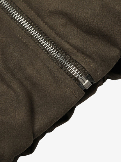 Stylish Brown Bomber Jacket with Faux Fur Collar - Perfect for Casual and Outdoor Wear