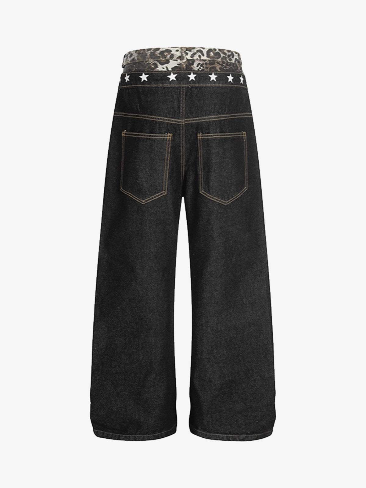 Stylish Wide-Leg Jeans with Unique Star Waistband Design for Men and Women