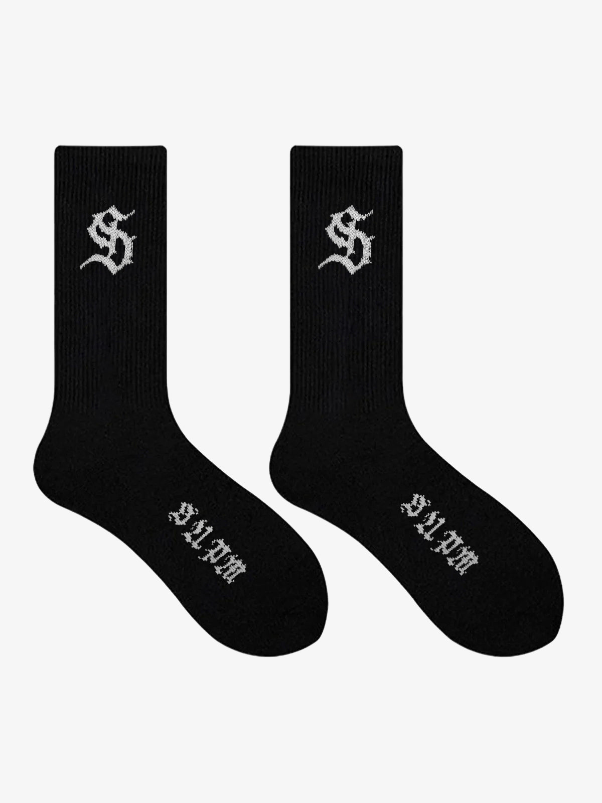 Stylish Black Crew Socks with Unique Logo Design for Everyday Wear