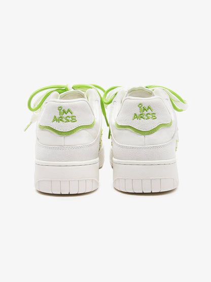 Fashionable Neon Green and White Low-top Sneakers for Everyday Wear