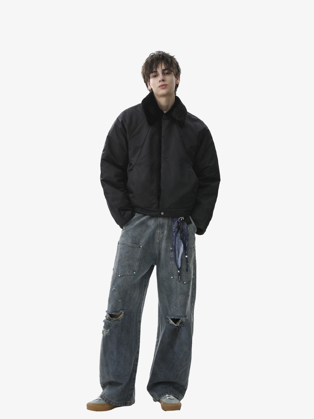 Stylish Winter Bomber Jacket with Faux Fur Collar - Perfect for Cold Weather