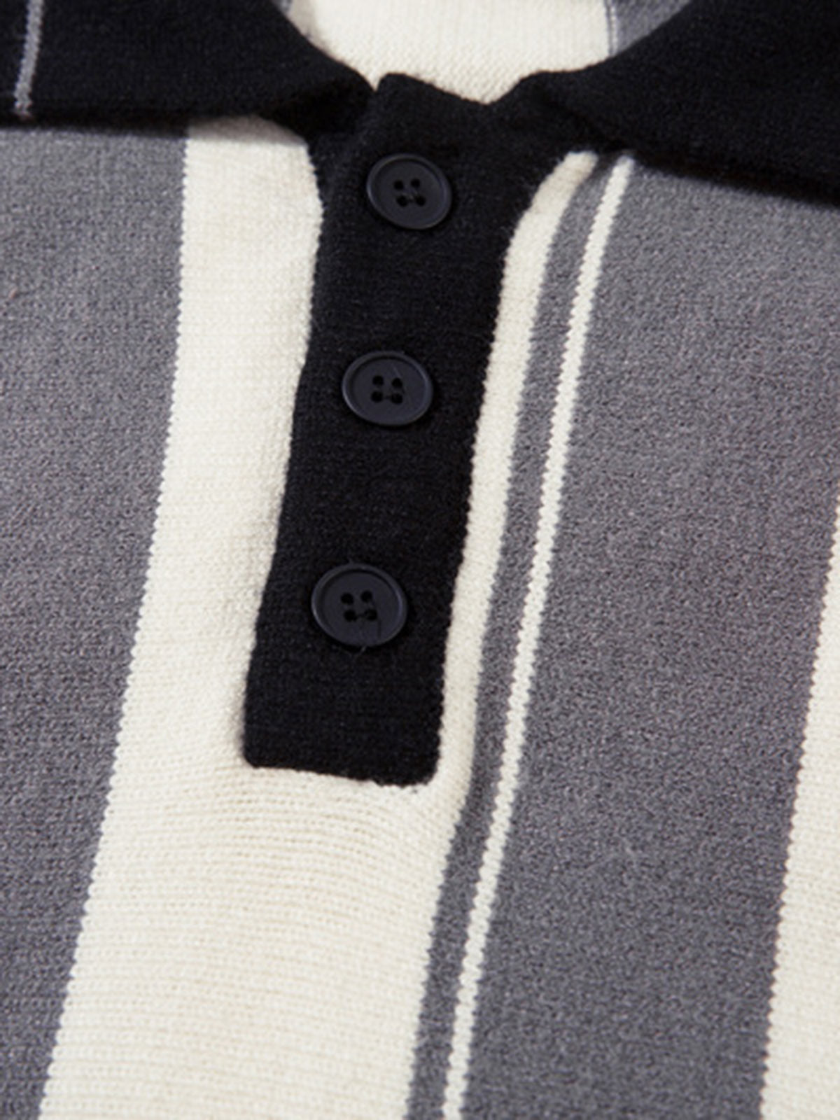 Retro Striped Polo Collar Sports Jersey Knit Sweater
