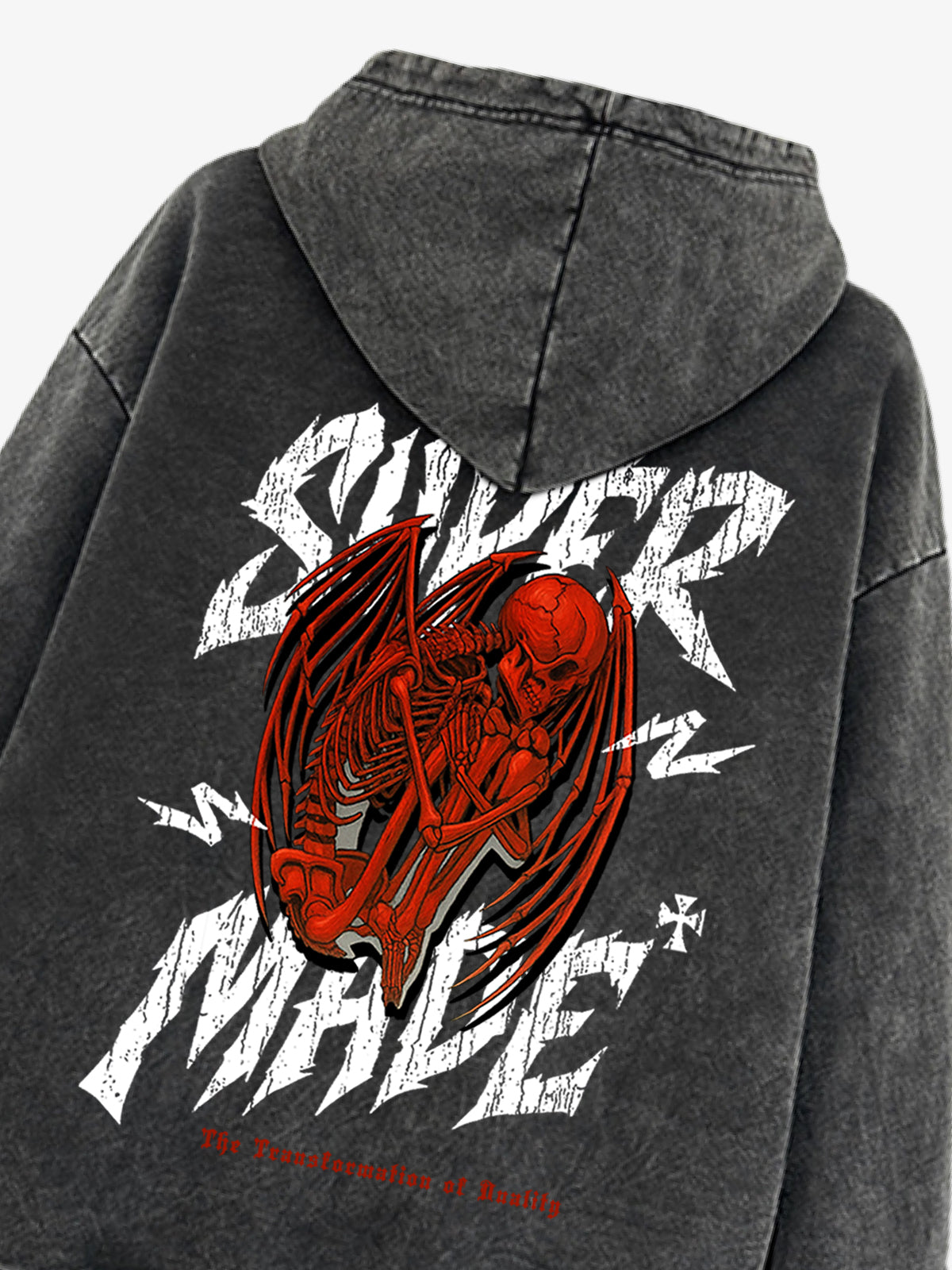 Distressed Graphic Bold Angel Wings Design Hoodie