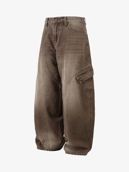 High-Waisted Wide-Leg Cargo Pants with Unique Pocket Design