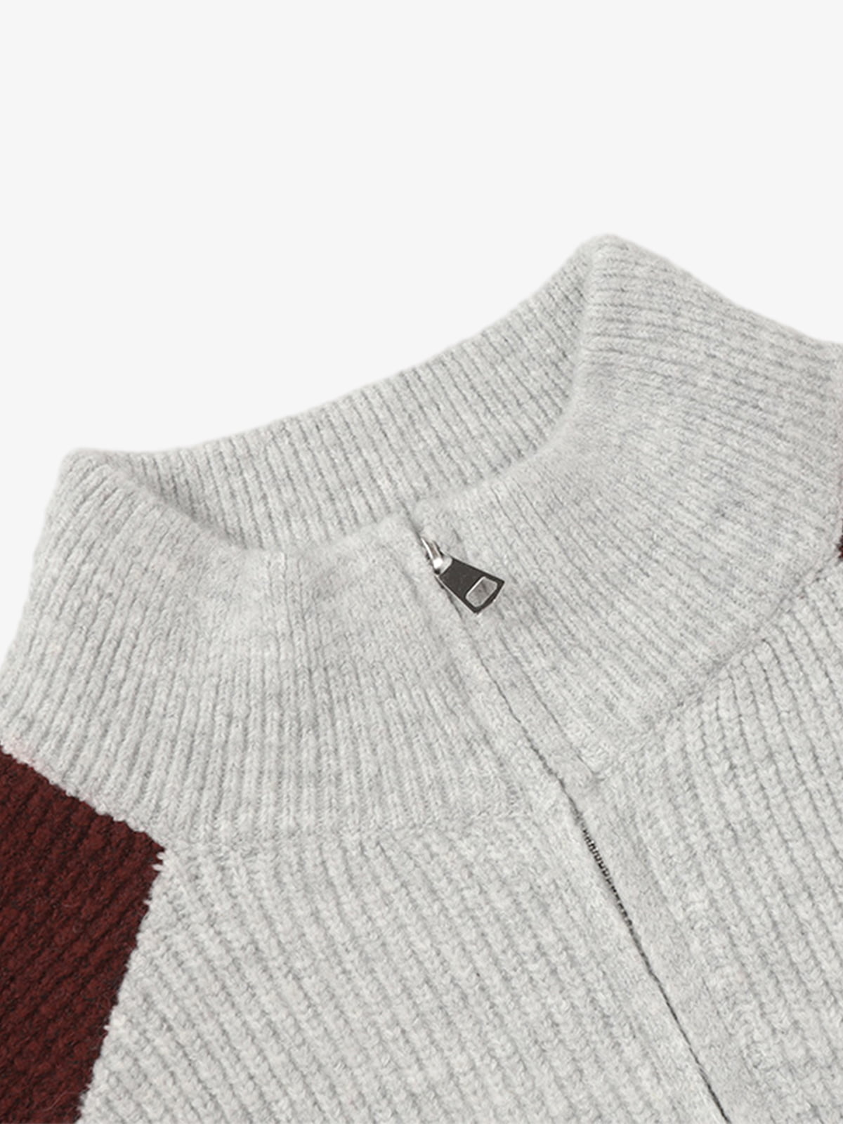 Stylish Contrast Panel Zip-Up Sweater for Casual and Sporty Looks