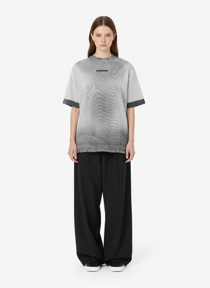 Vintage Distressed Washed Gradient Short-Sleeved T-Shirt