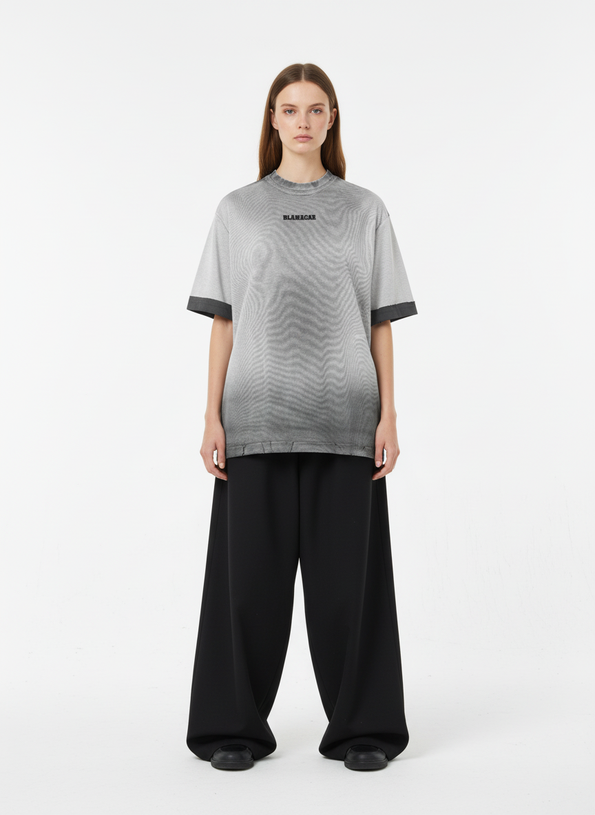 Vintage Distressed Washed Gradient Short-Sleeved T-Shirt