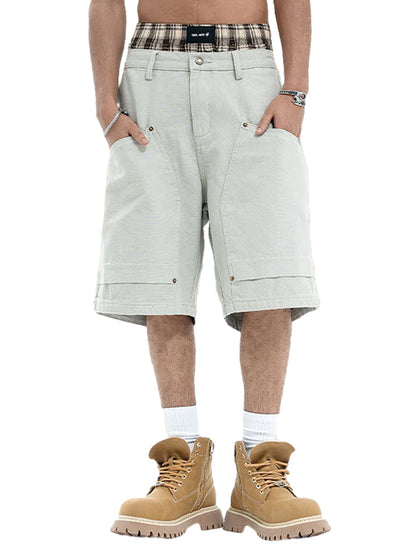 Retro Structured  Design Cargo Shorts