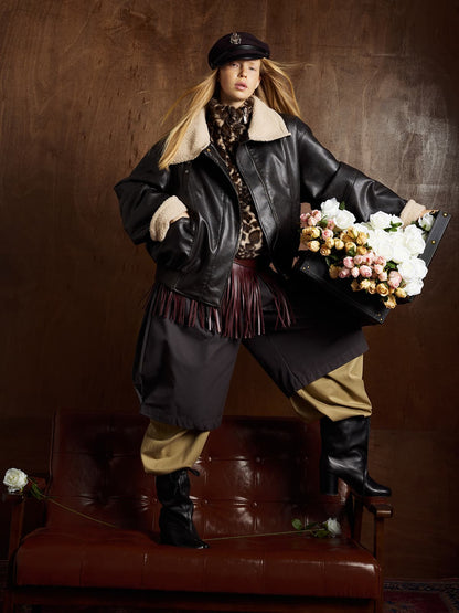 Stylish Aviator Jacket with Faux Fur Collar - Perfect for Casual and Fashionable Looks