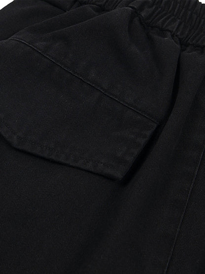 Retro Floral Embroidered Pleated Multi-Pocket Cargo Jorts