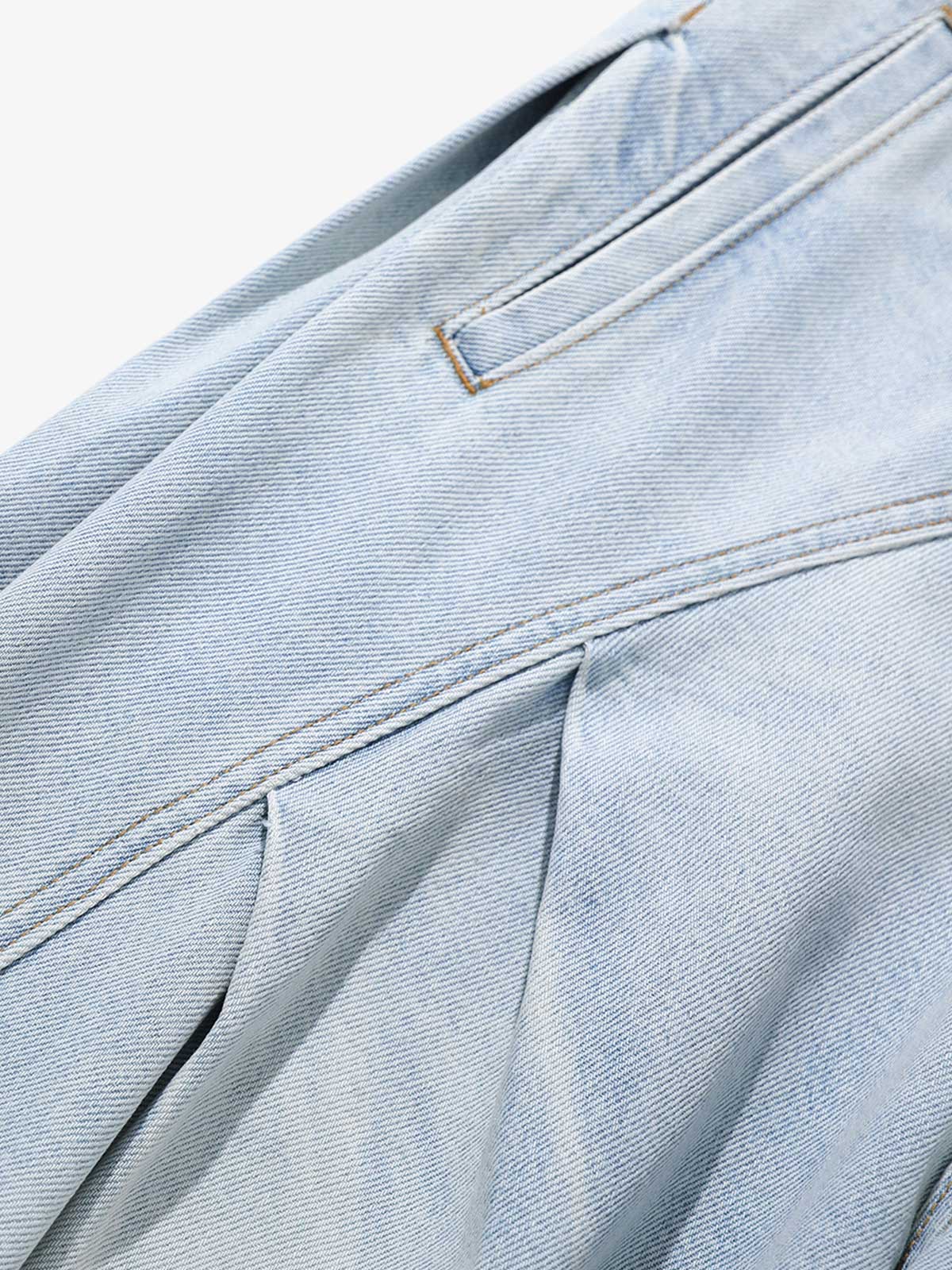 Wide-Leg Denim Trousers with Distressed Details for Everyday Style