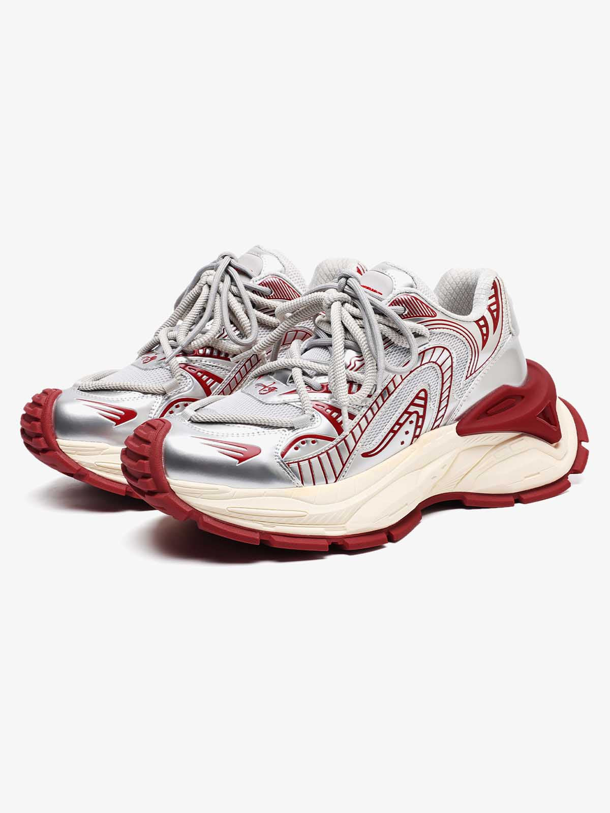 Thesupermade American Retro Invisible Height-enhancing Thick-soled Mecha Sneakers