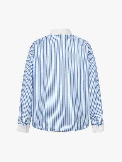 Retro Contrast Flocked Striped Long Sleeve Shirt