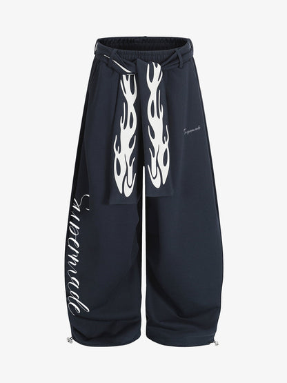 Stylish Flame Print Wide-Leg Pants for Casual Wear