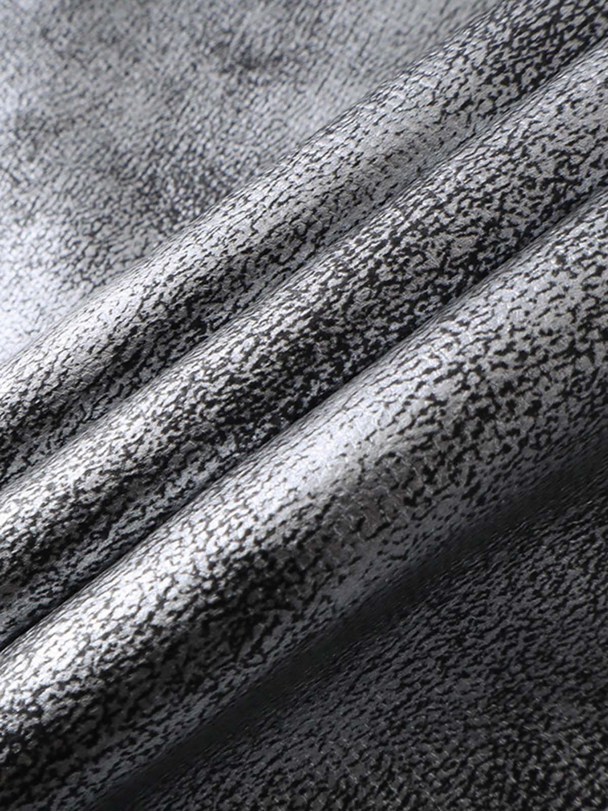 Retro Silver Loose Metallic Straight Pants