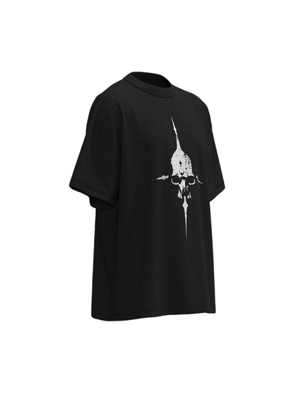 Distressed Skull Cross Graphic T-Shirt