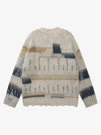 Geometric Irregular Striped Sweater