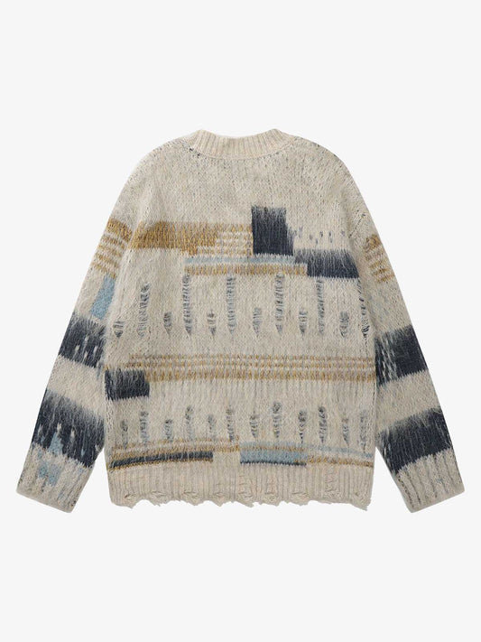 Geometric Irregular Striped Sweater