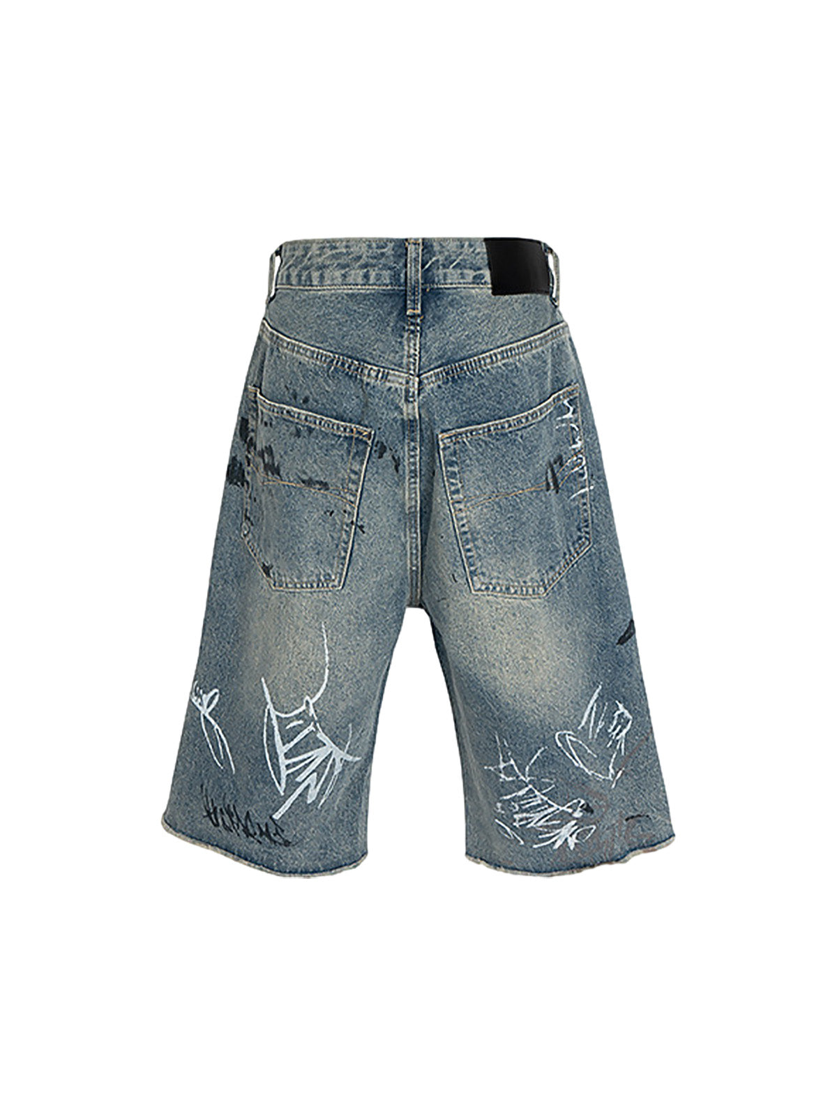 Ripped Hand-Painted Graffiti Ripped Jorts