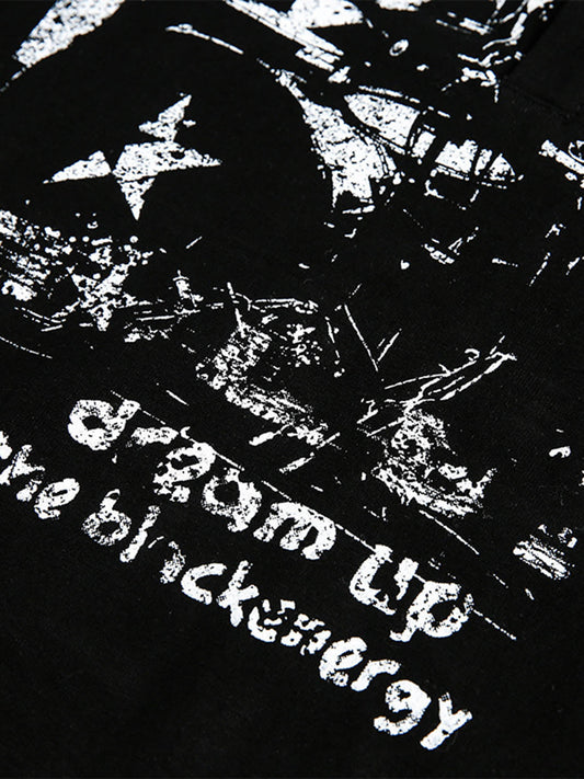 Double Collar Design Printed T-shirt