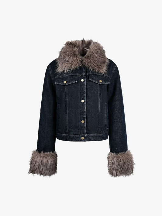 Winter-Ready Corduroy Jacket with Faux Fur Trim for Men