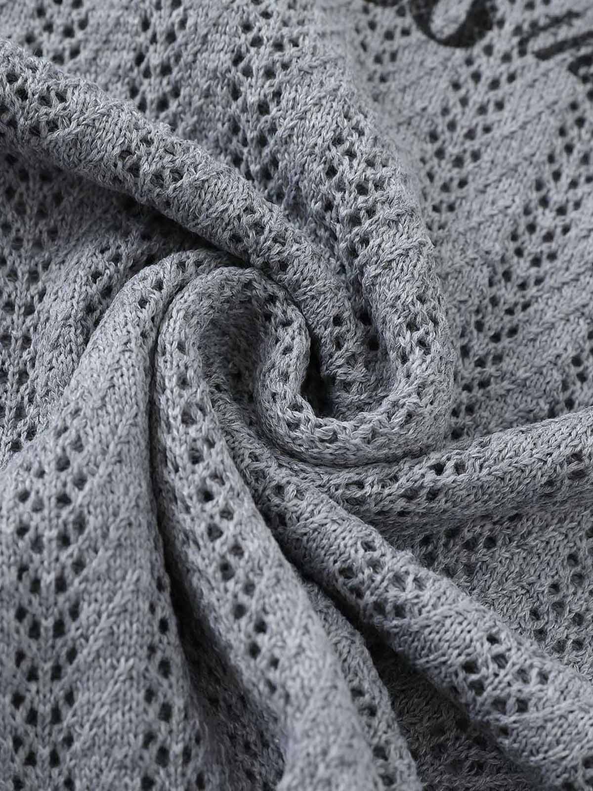 Stylish Knit Sweater with Floral Embroidery and Textured Design