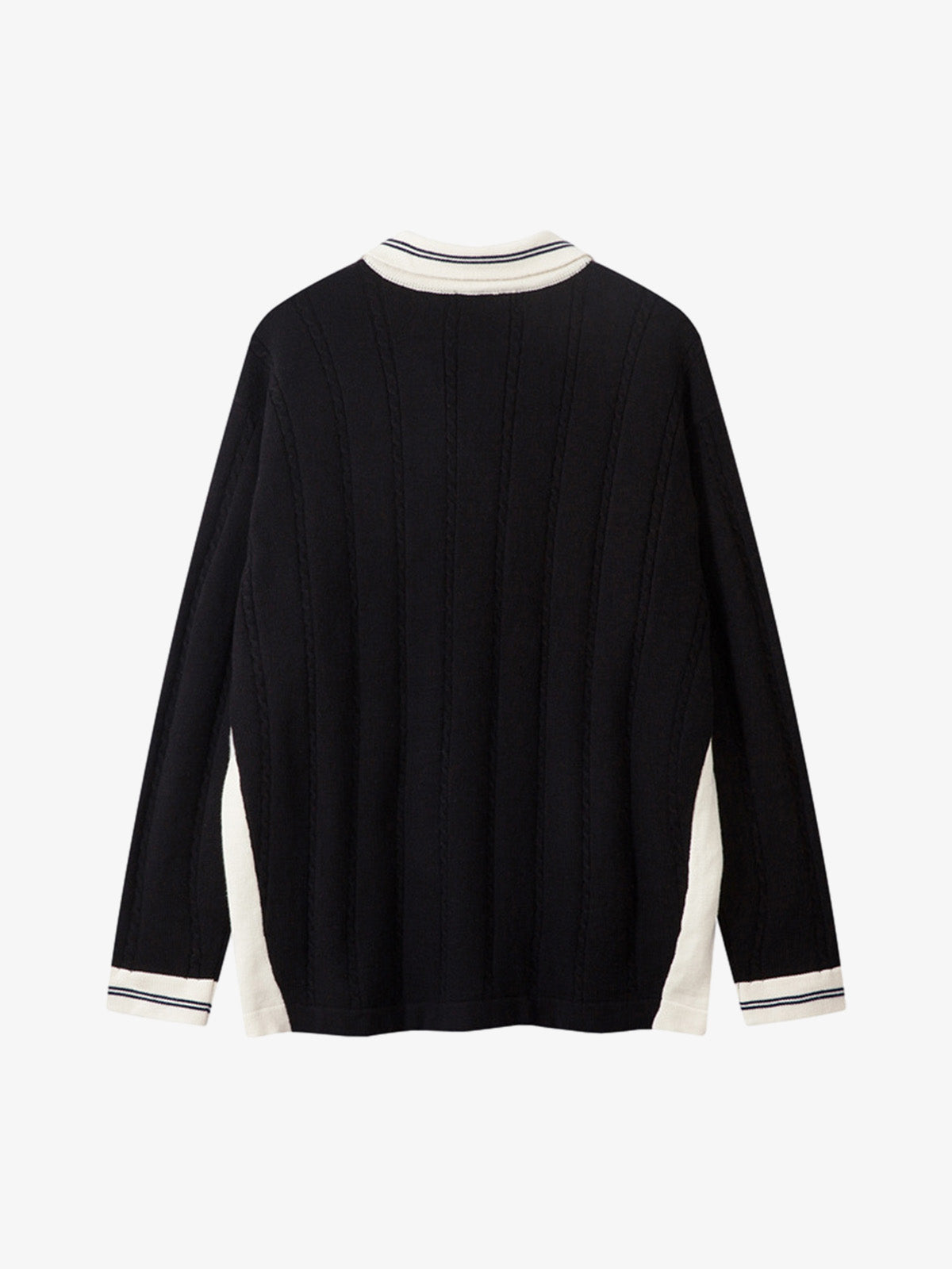Retro College Polo Collar Knit Sweater