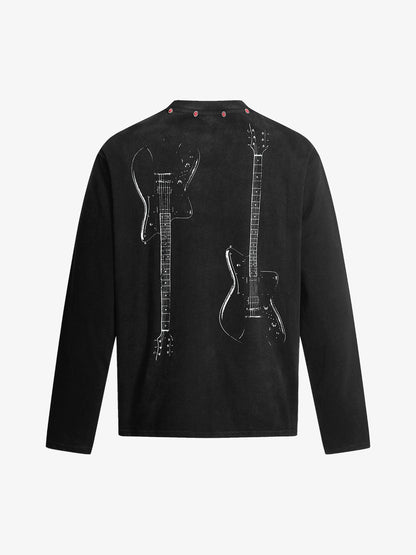 American Retro Rivet Design Street Hip-hop Long Sleeves T-shirt