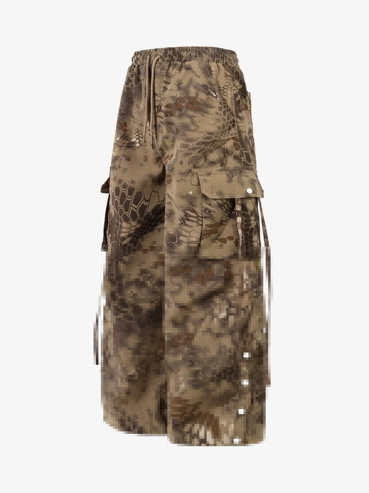 Camouflage Cargo Culottes with Adjustable Drawstring and Side Slits
