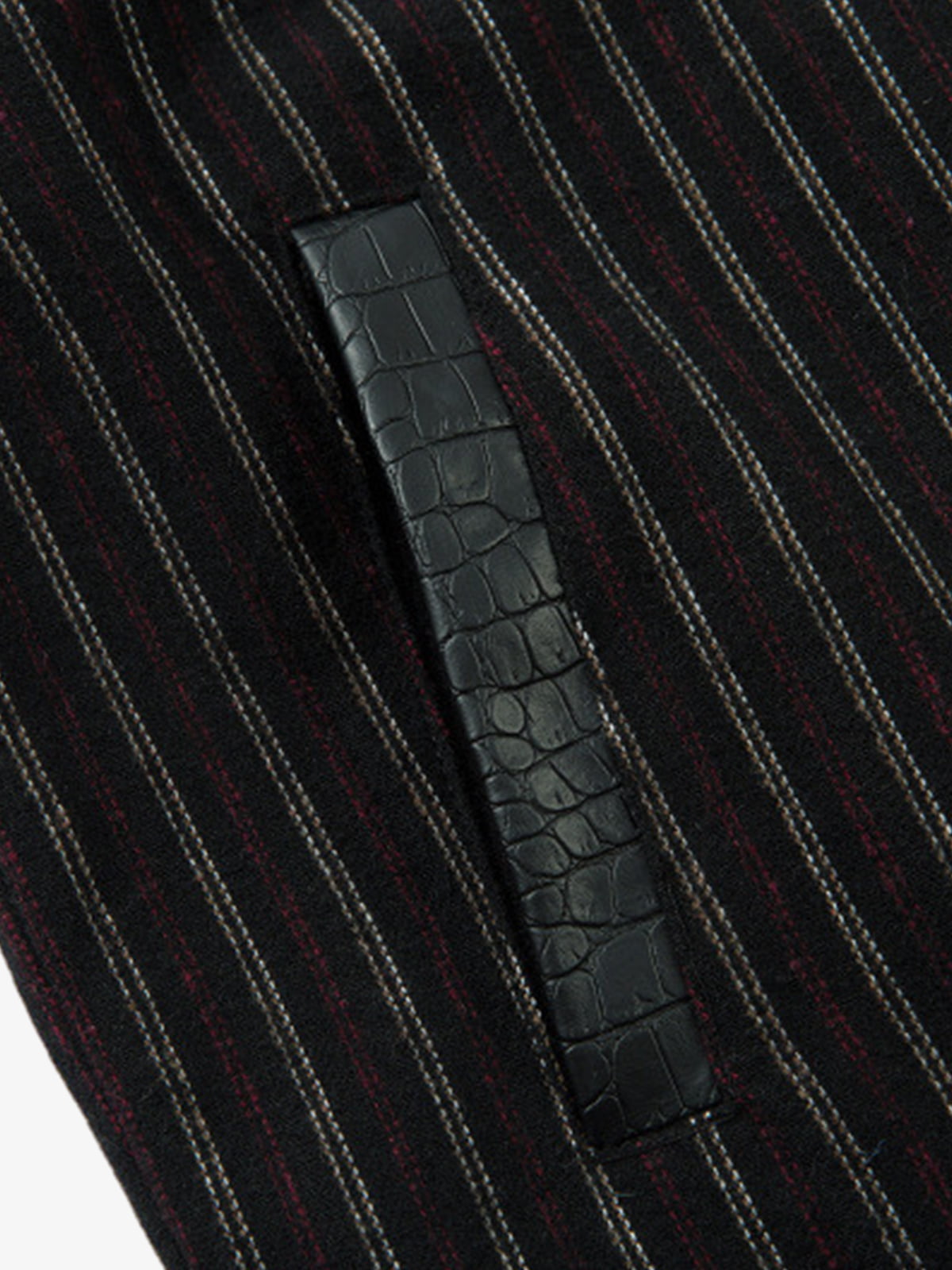 Thesupermade Retro Vertical Stripes Stitching PU Leather Collar Jacket