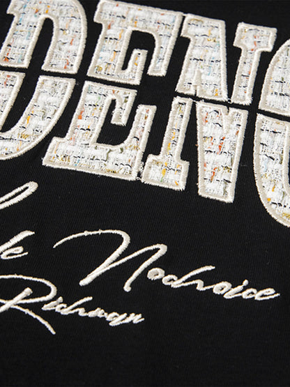 Vintage Patchwork Embroidered Letter T-shirt