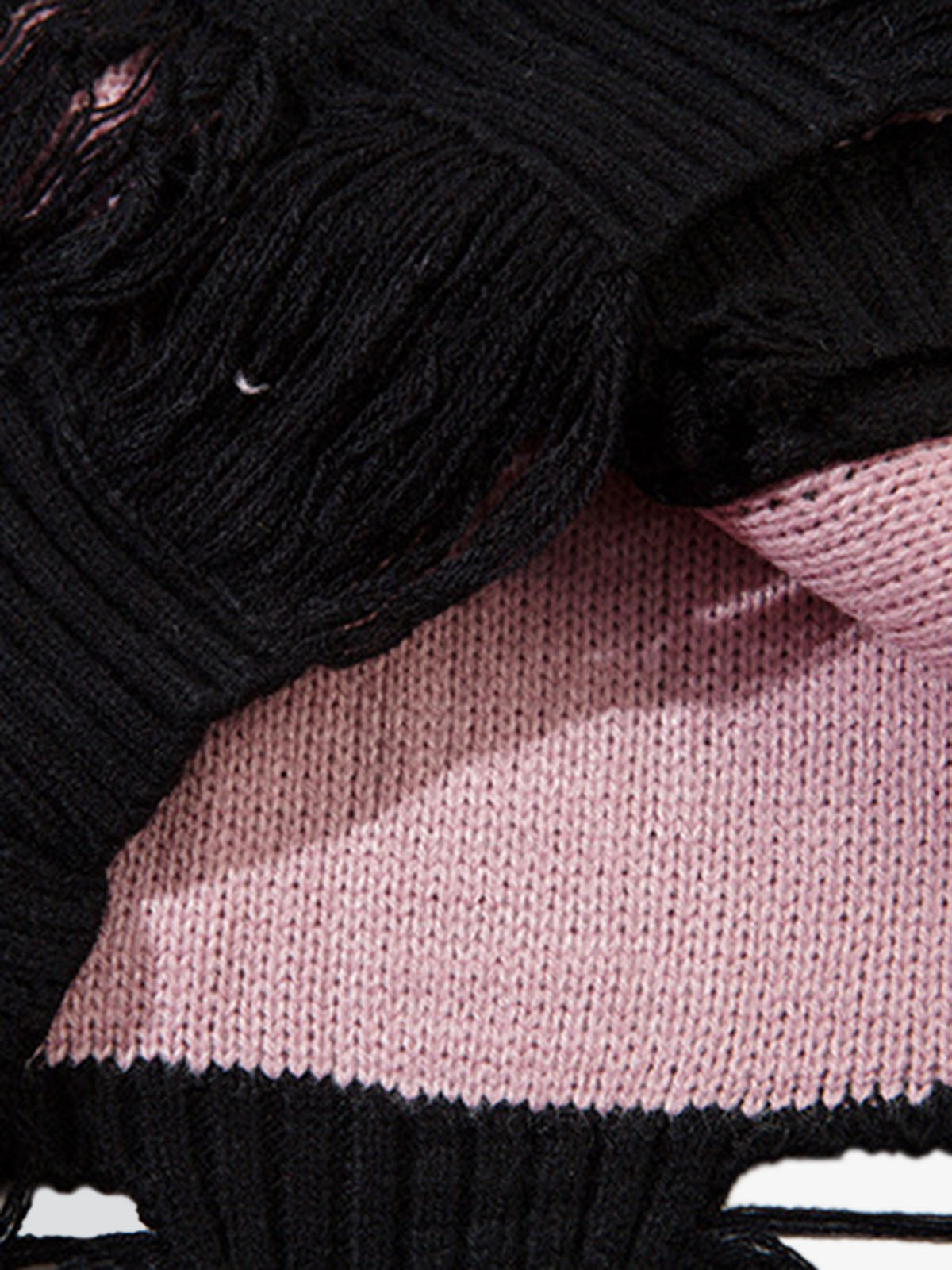 Irregular Neck Hole Hollow Knit Raw Edge Sweater