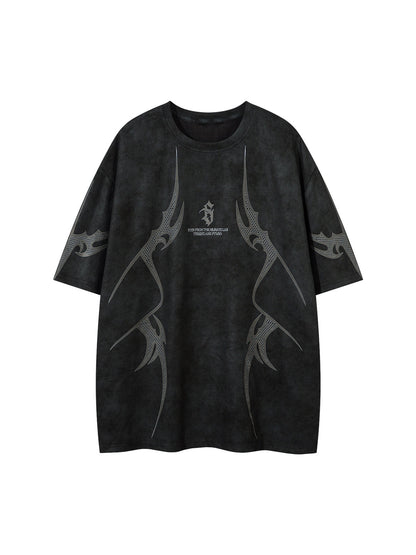 Oversized Graphic Suede Print T-Shirt