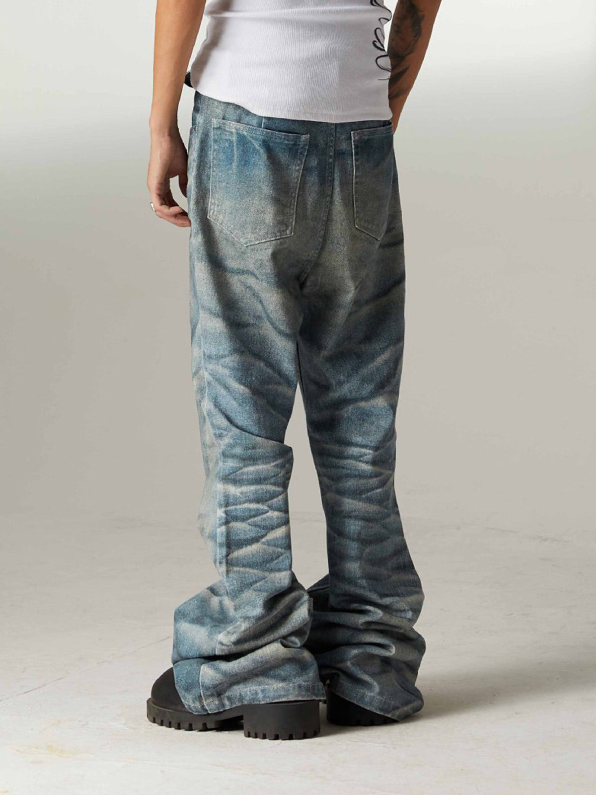 High Street RO Heavy Washed Flared Jeans