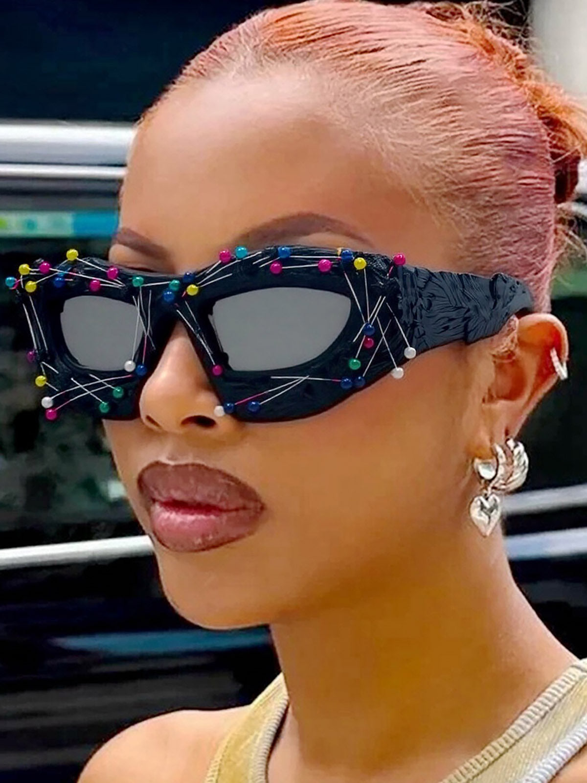 Hip Hop Punk Beaded Sunglasses