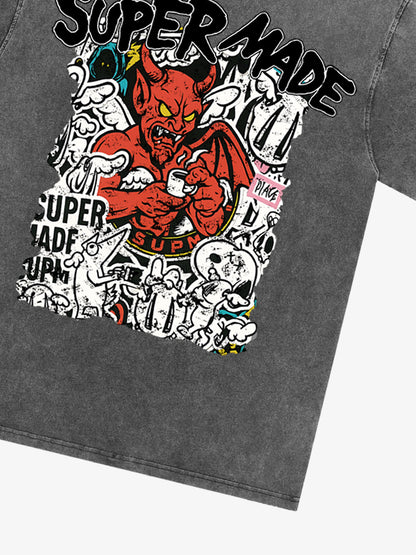 Street Devil Collage Pattern T-shirt