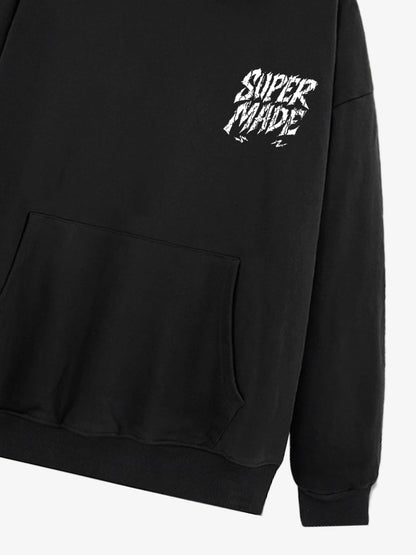 Distressed Graphic Bold Angel Wings Desig Hoodie