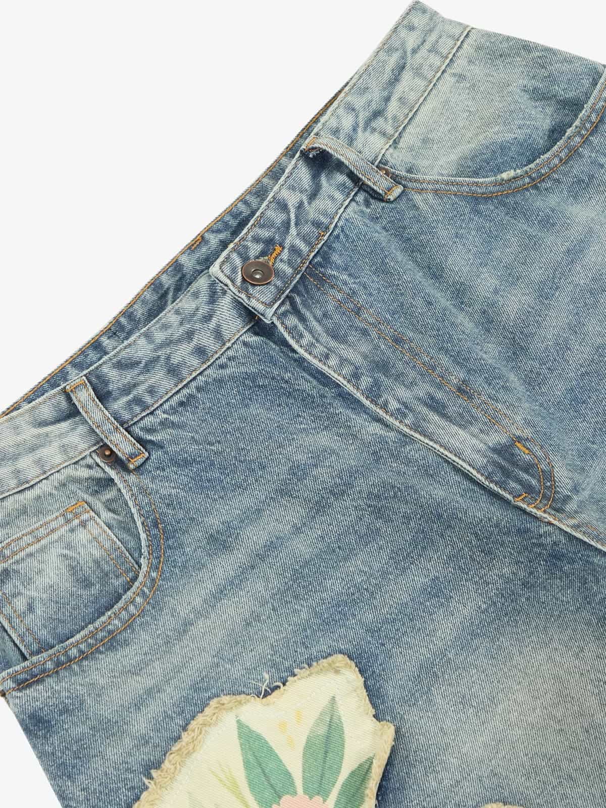 Vintage Floral Patchwork Baggy Jeans