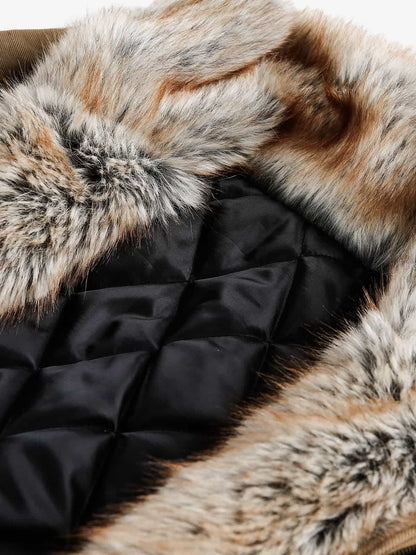 Winter-Ready Corduroy Jacket with Faux Fur Trim for Men