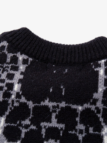 Skull Pattern Knit Sweater for Casual and Fashionable Looks