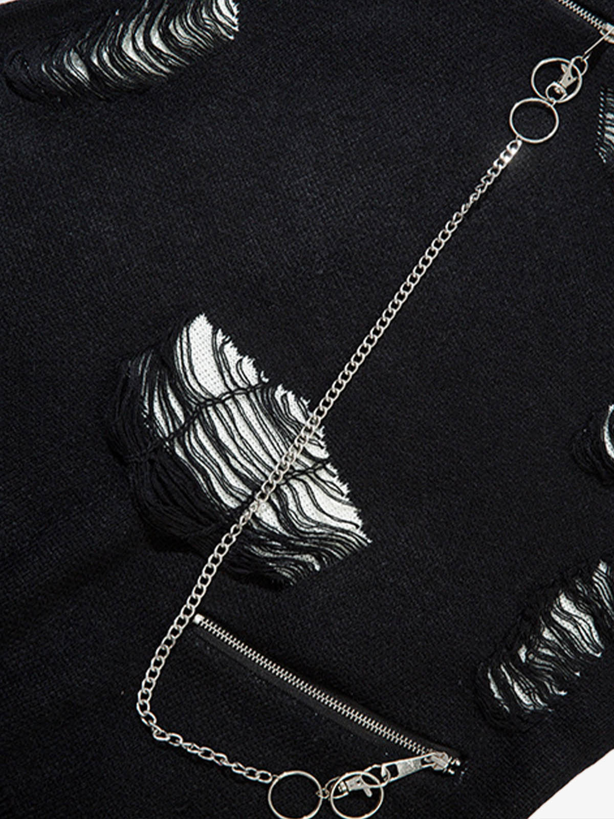 Retro Distressed Zipper Sweater