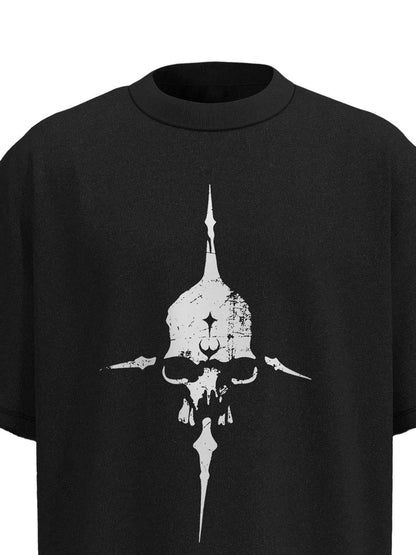 Distressed Skull Cross Graphic T-Shirt