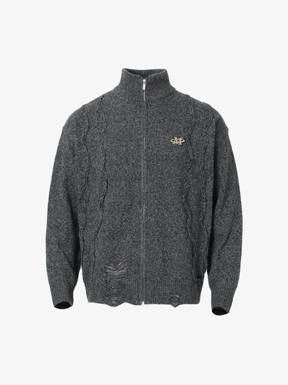 Cable Knit Zip-Up Sweater Jacket for Men - Perfect for Casual and Outdoor Wear