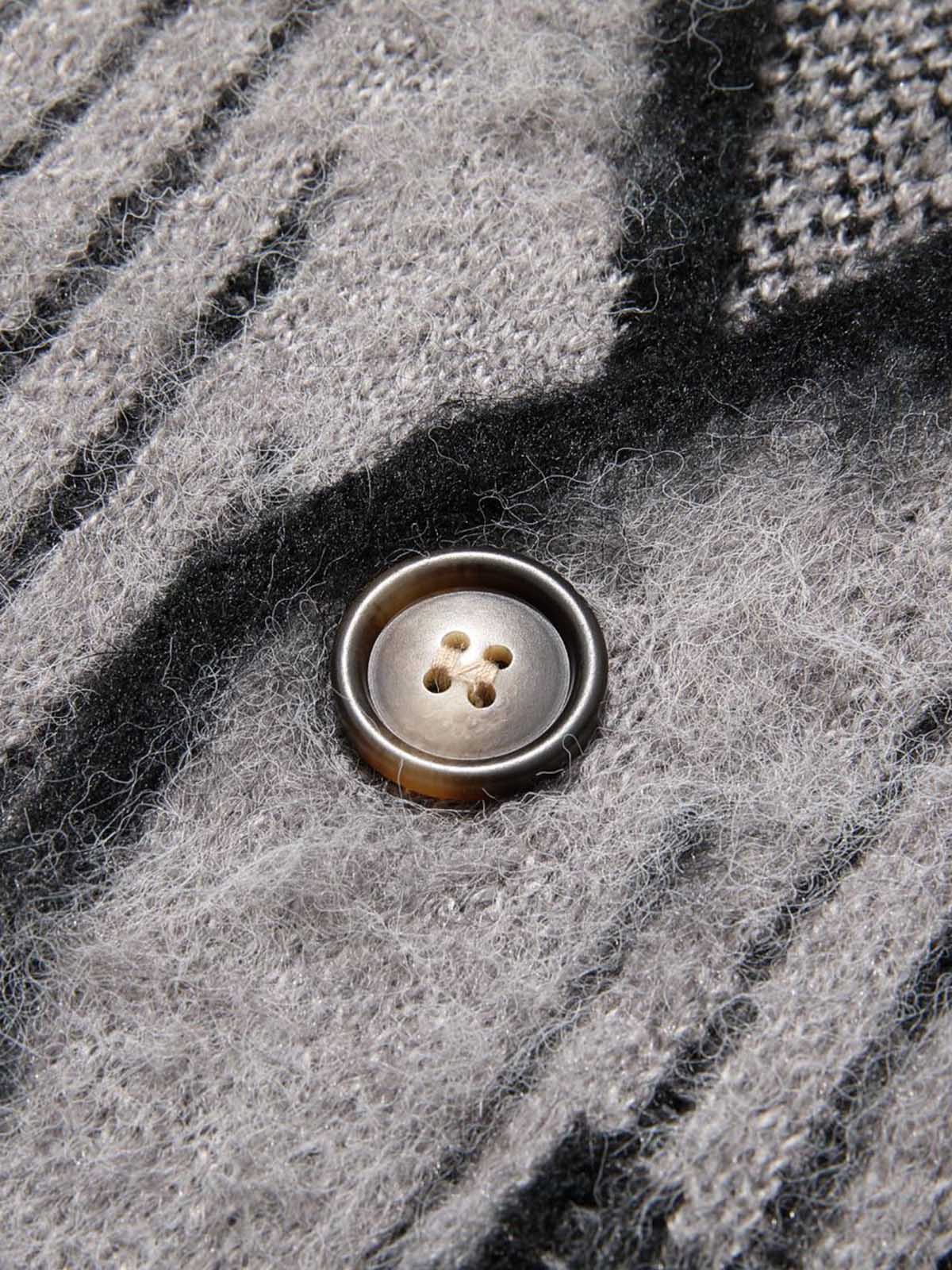 Knitted Fleece Cardigan Irregular Pattern Sweater