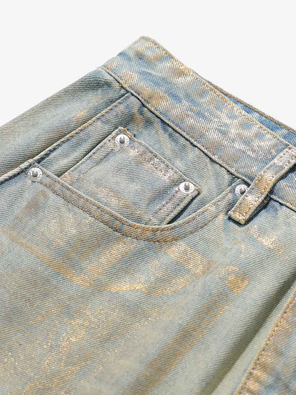 Wide-Leg Denim Trousers with Distressed Details for Everyday Style