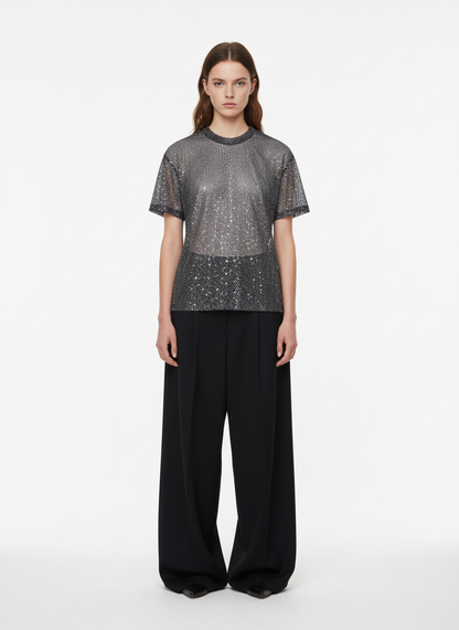 Glitter Niche See-Through Mesh T-Shirt