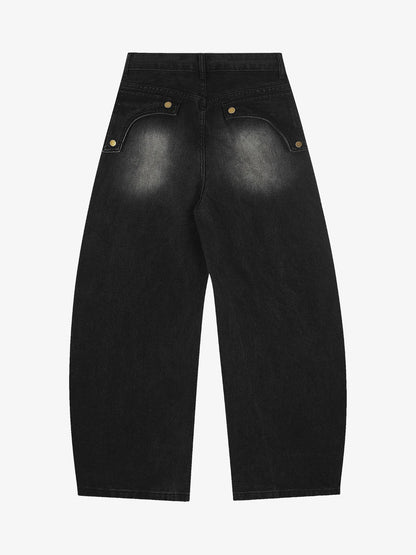 Distressed Denim Jeans with Embroidered Celestial Motifs for Women