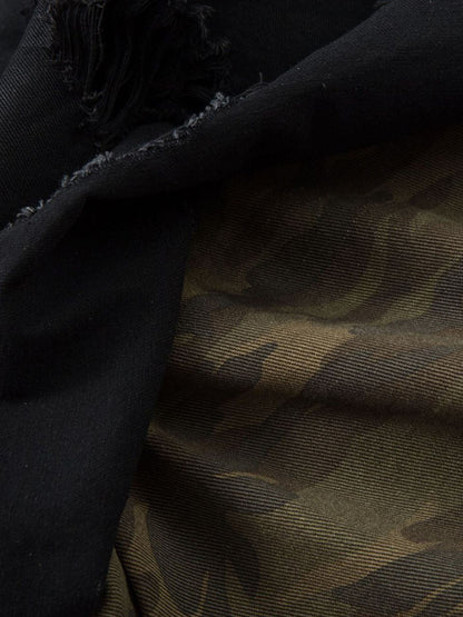 Distressed Ripped Black Denim Shorts